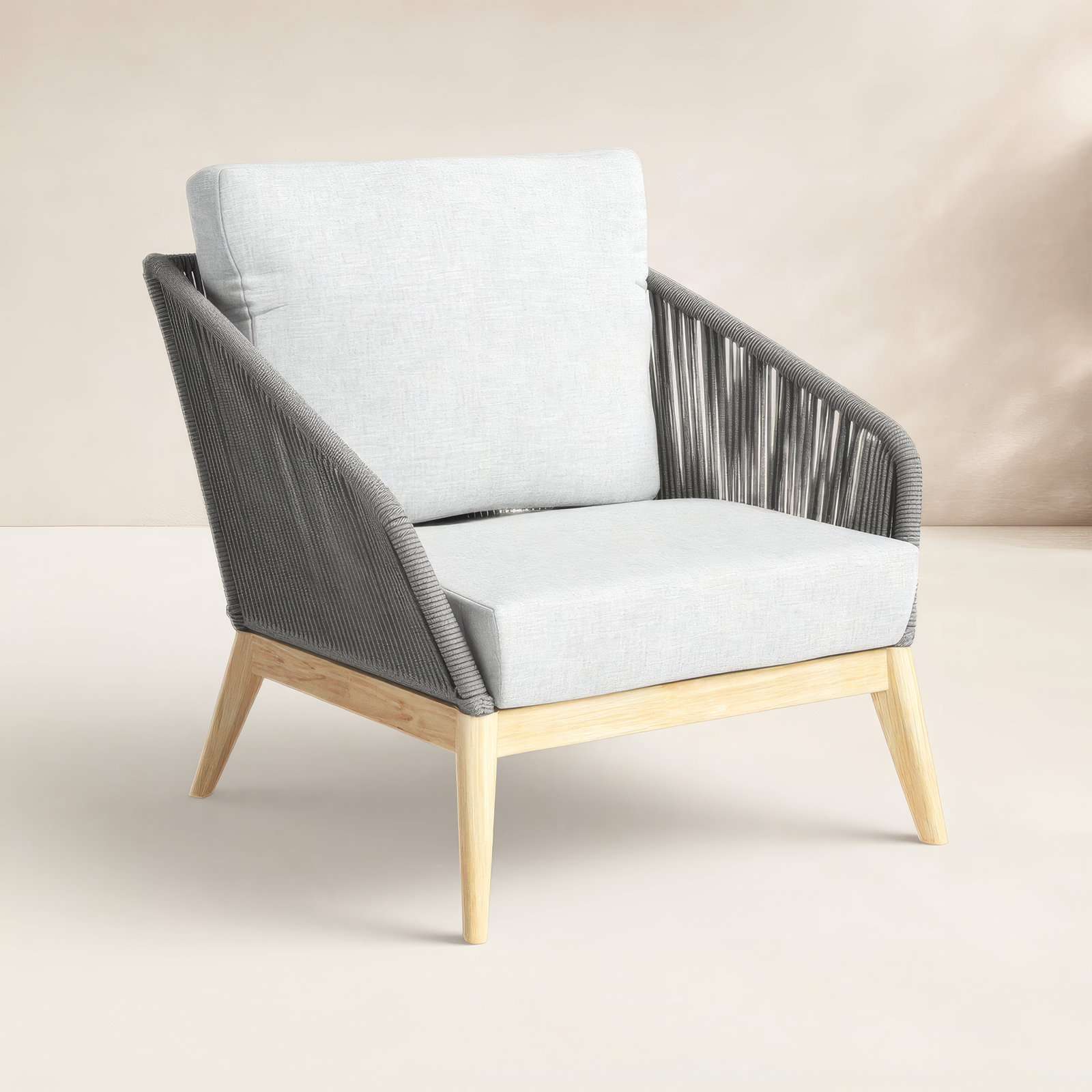 Bowery Acacia Outdoor Lounge Chair, Gray