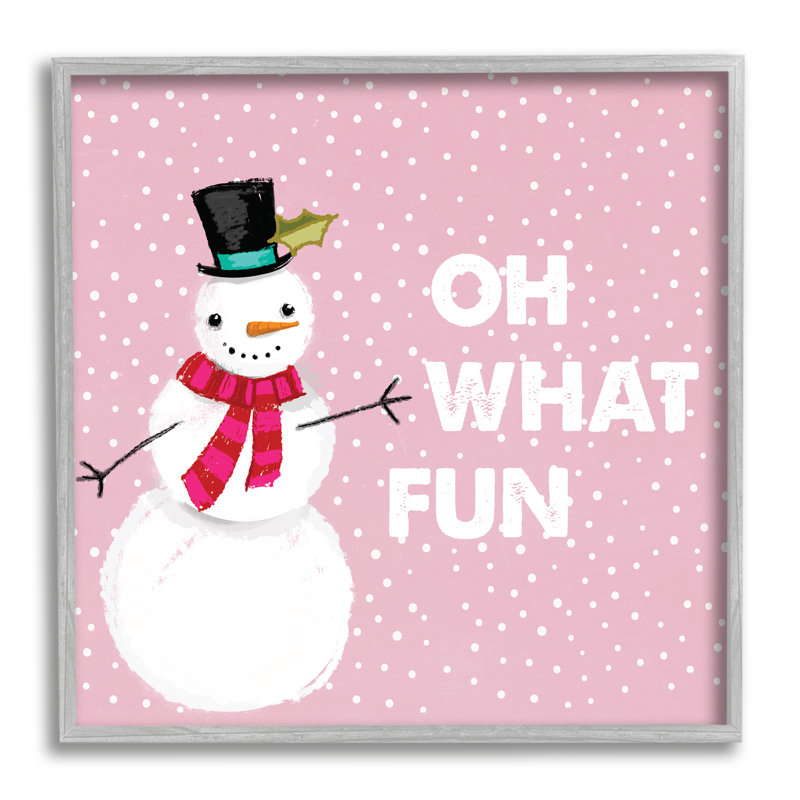 «Oh What Fun Snowman» par Lula Bijoux & Co., Estampe numérique Farmhouse, H 24 po x l 24 po x P 1,5 po