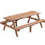 Table de pique-nique pour 8 personnes, en bois brun avec 2 sièges et bancs intégrés, capacité en bois de 2220Lb