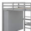 Lit mezzanine en bois pleine grandeur avec garde-robe intégrée, bureau, tablettes de rangement à 2 niveaux et 3 tiroirs, structure de lit mezzanine en bois massif-958068551
