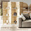 Paravent, écran d'intimité en bois à 5 panneaux de 67 po de hauteur avec 3 tablettes de présentation et rangement pliant pour la chambre à coucher ou le bureau personnel, bois naturel-107233620-126262752