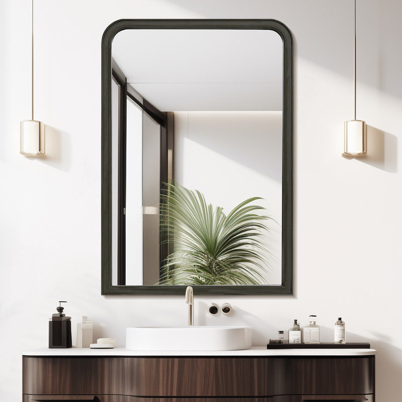 Ancell Solid Wood Mirror, 36" x 24", Black