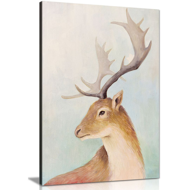 Deer Portrait Animal Wildlife For Home - Wrapped Canvas Print, 20cm H x 31cm W