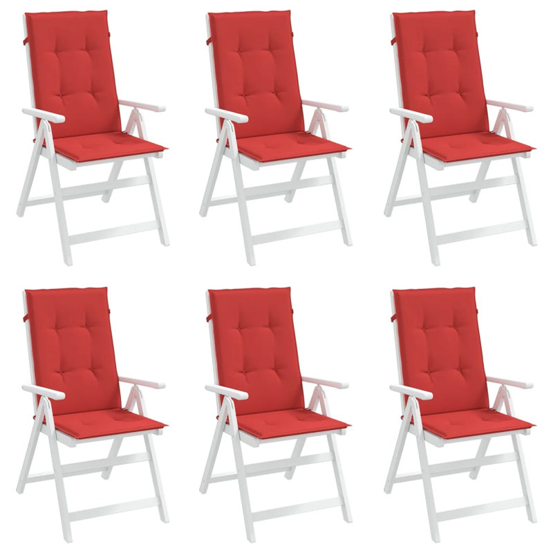 Highback Chair Cushion Set of 6 Red 100 Percent Polyester One Size Outdoor Seat Pads, Red