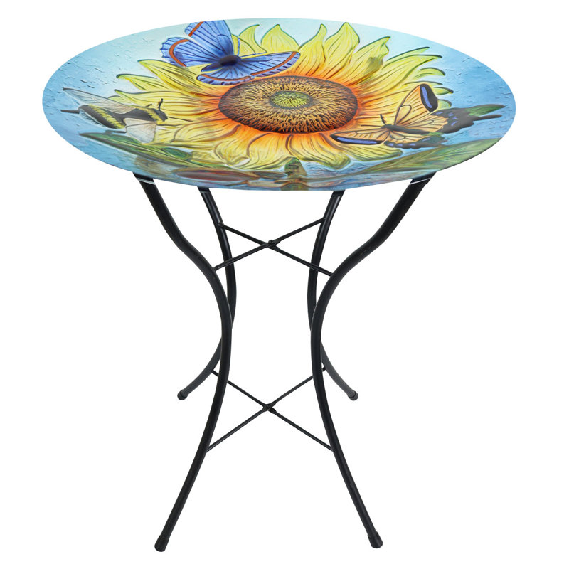 Bain d'oiseaux en verre Sunflower Dance