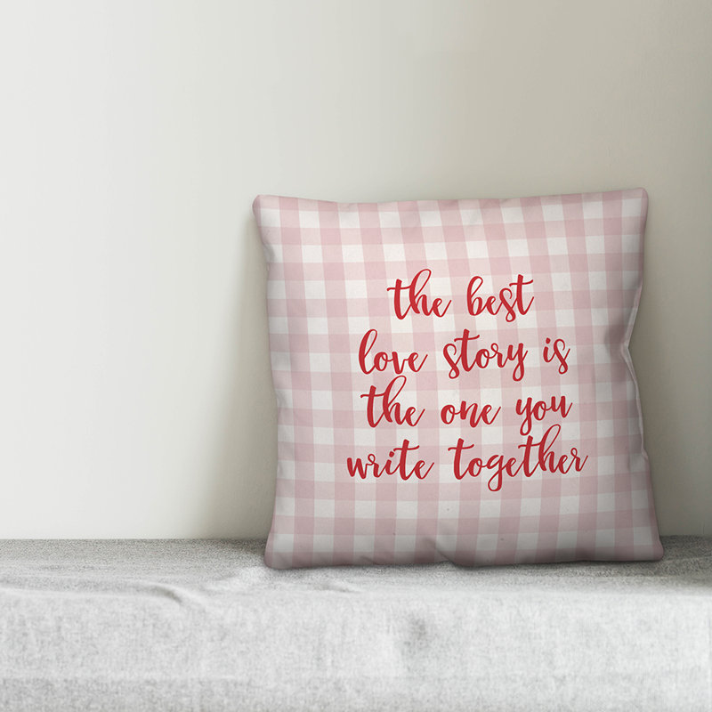  Coussin décoratif The Best Love Story, Coussin décoratif, Rose / rouge