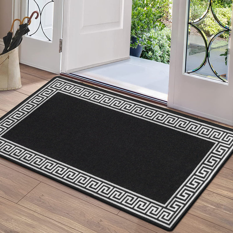 Fougeres Non-Slip Indoor Doormat, Black/White, Rectangle W50 x L80 cm