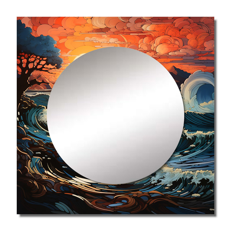 Korvin - Décoration murale miroir carré pour chambre Ocean, 36 po x 36 po