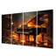 «Orange Black Fire Piano Tools Music», ensemble de reproductions d'art en métal