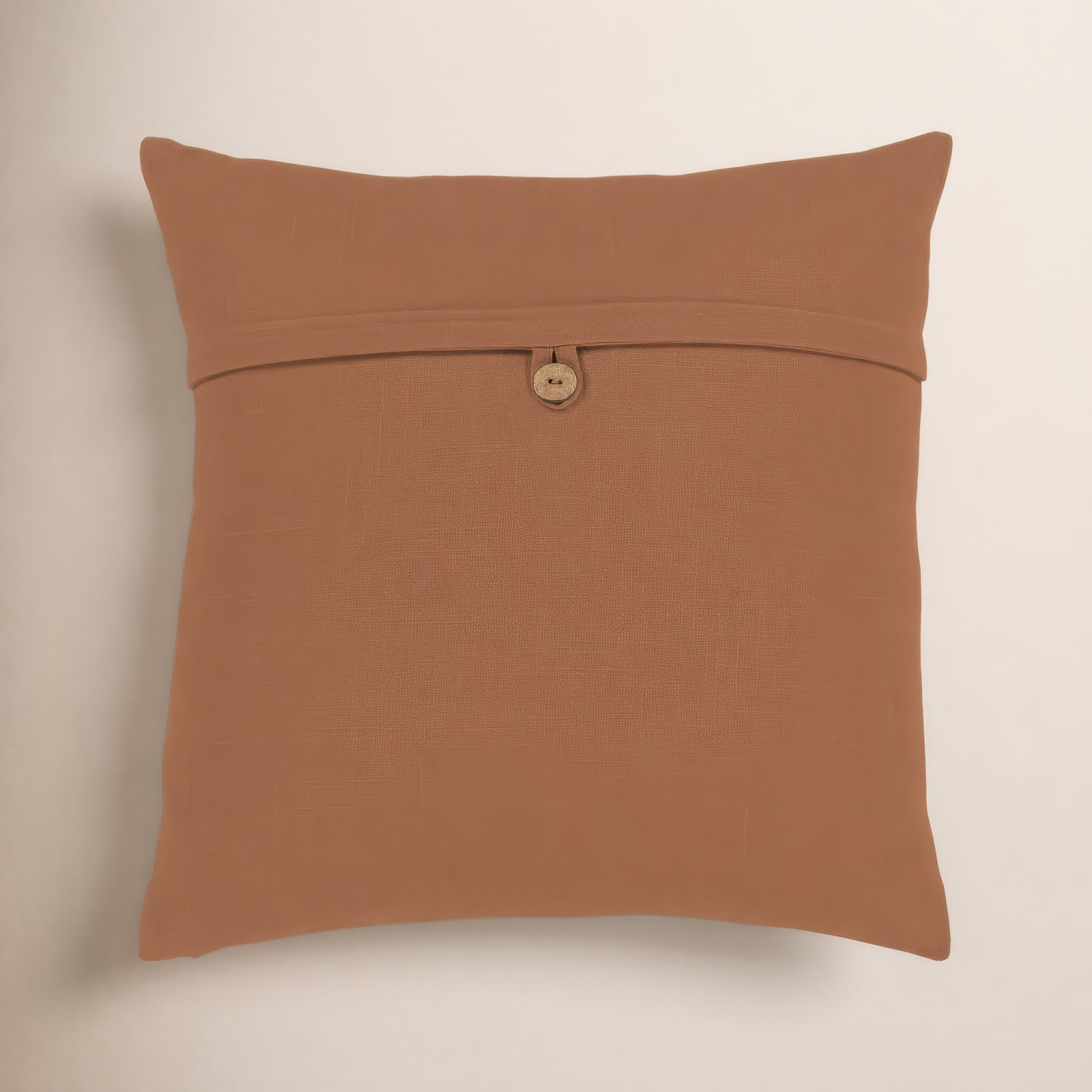 Leigh Buttons Cotton Throw Pillow, 20" x 20", Brown, Polyester