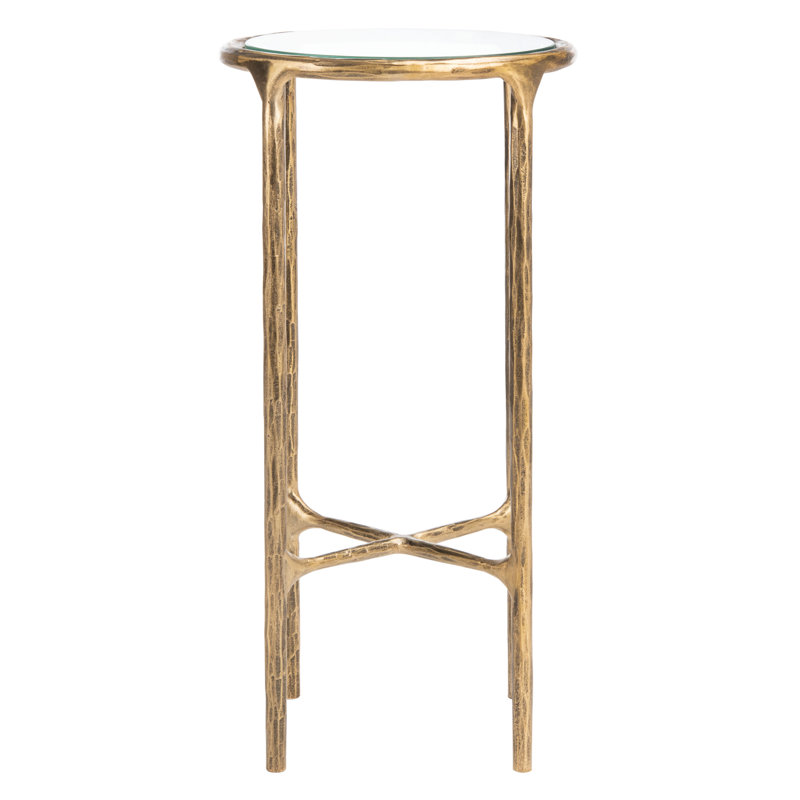 Table de bout Evelynn, Plateau en verre / base en laiton