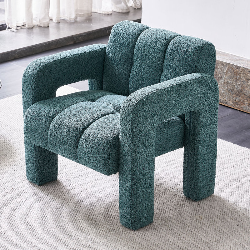Chaise d'appoint pratique et large rembourrée, 100% polyester vert