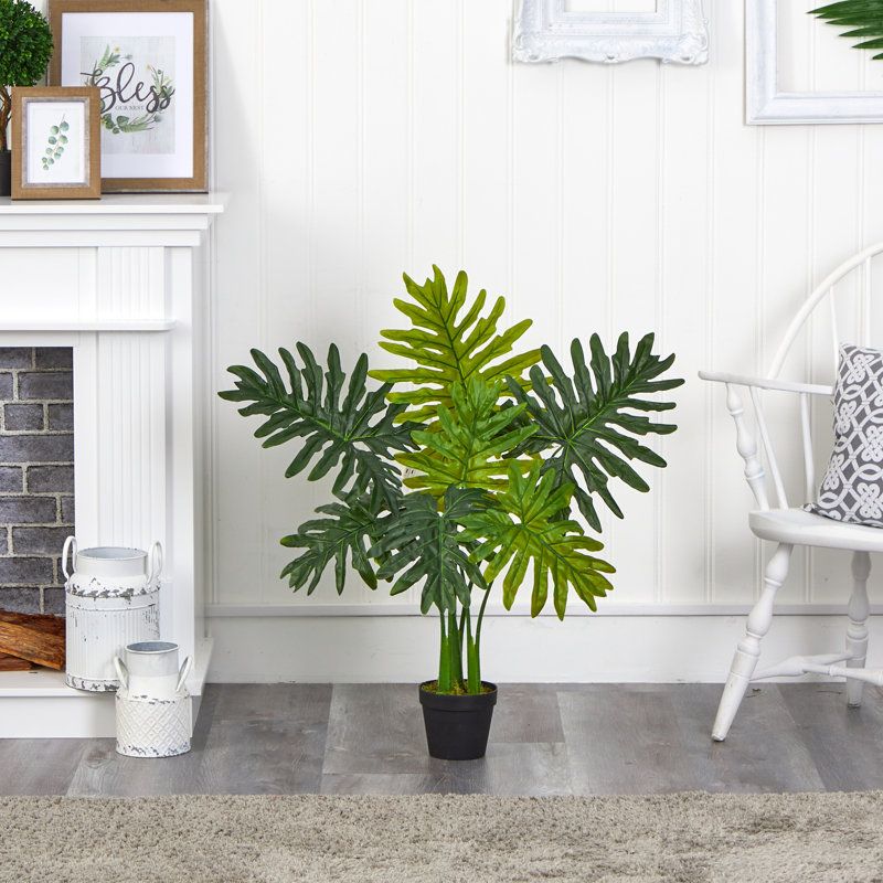 Faux Philodendron Plant in Nursery Pot, 36" H x 21" W x 17" D