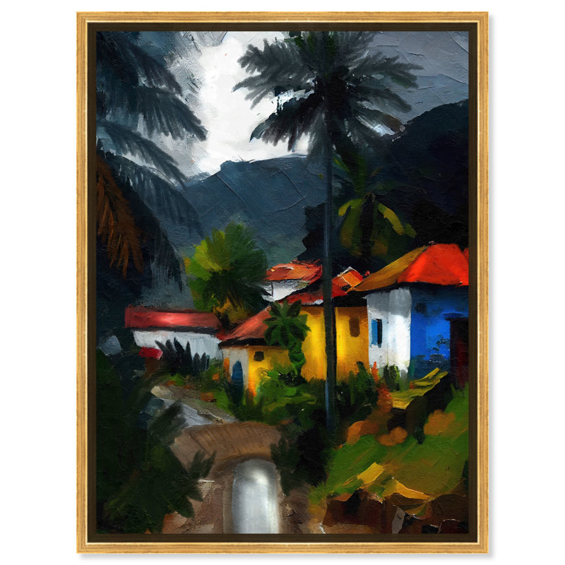 Pueblecito Magico, toile espagnole par Art Remedy, Cadre argenté, H 46 po x l 37 po