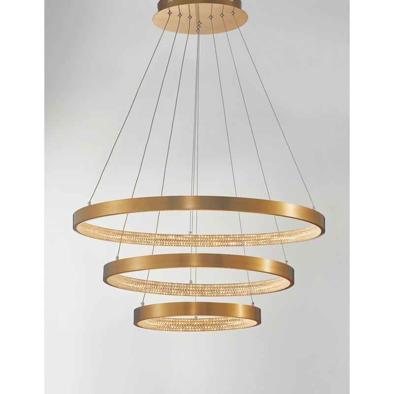 3 - Light Antique Gold LED Crystal Pendant