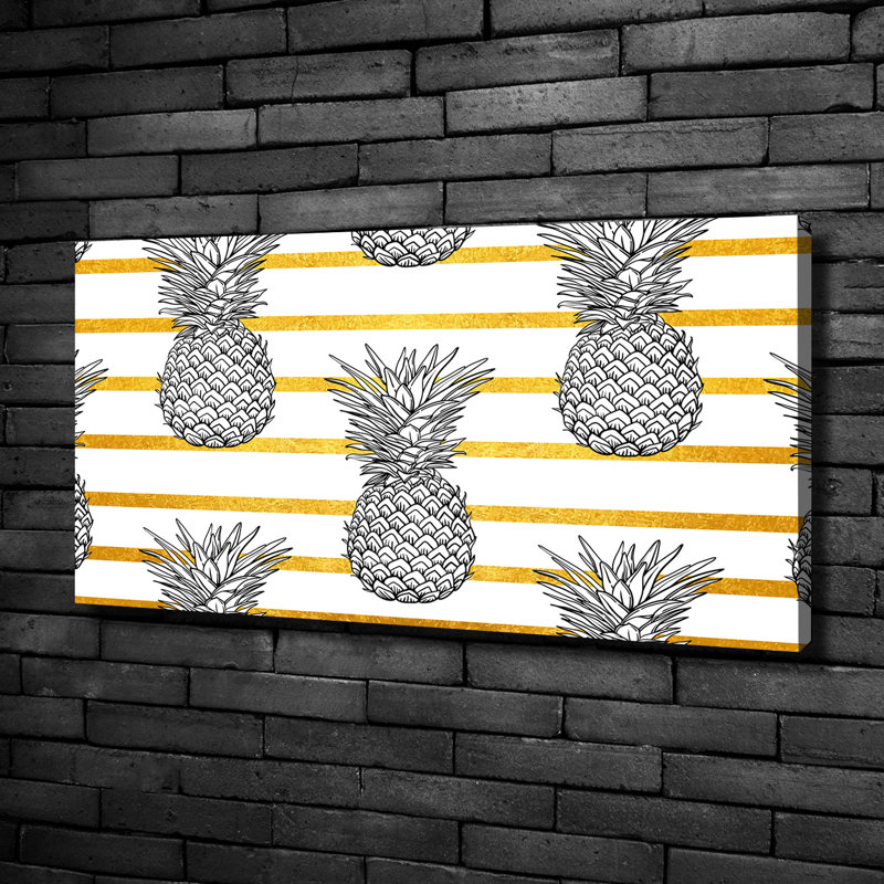Pineapples Stripes - Print, Canvas, 50cm H x 100cm W x 2cm D
