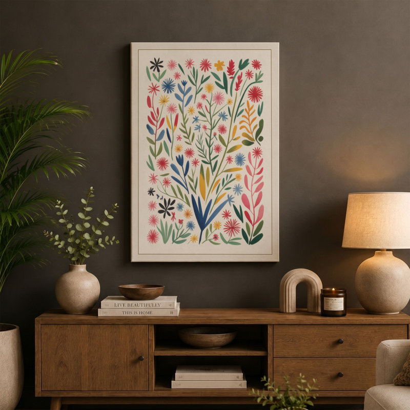 Study Botanical 1 Piece Wrapped Canvas Wall Art, 24x16 - 61.0 x 40.6 cm, Terracotta Border