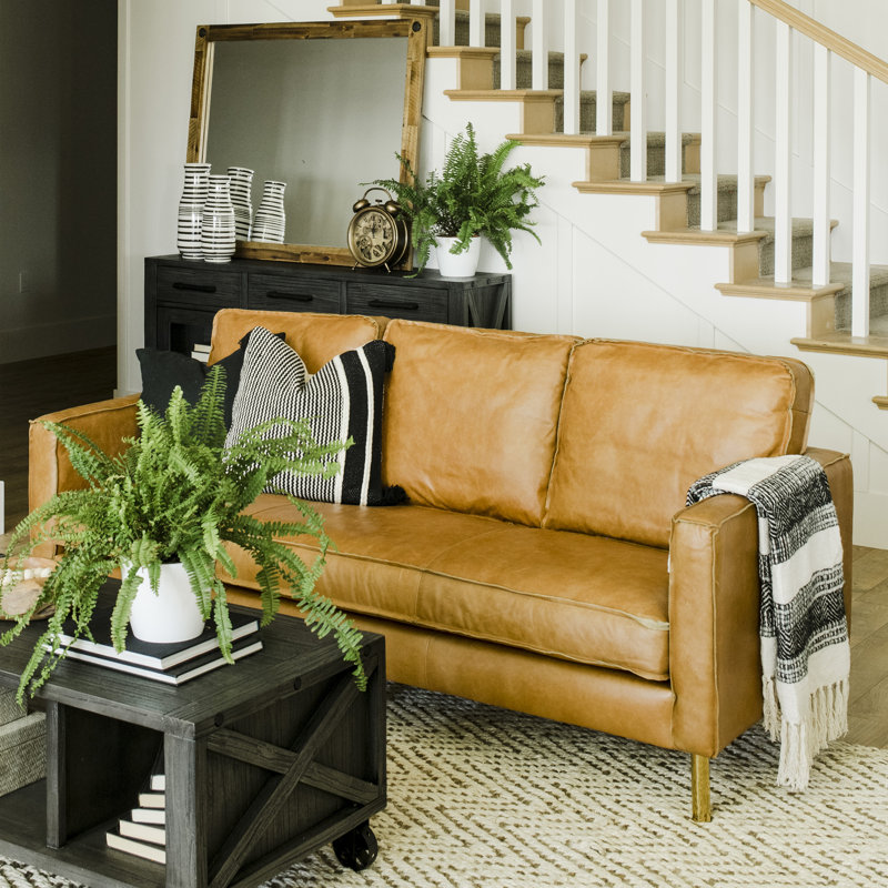 Anirduh 78.8" Brazilian Top Grain Leather Sofa