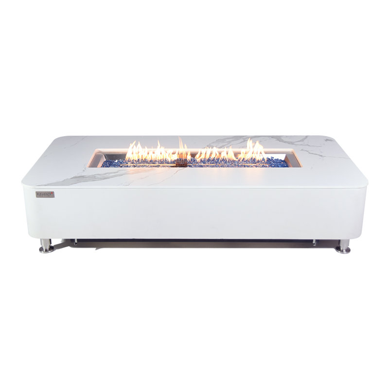 Rectangle Concrete Smokeless Fire Pit Table with Lid, Propane