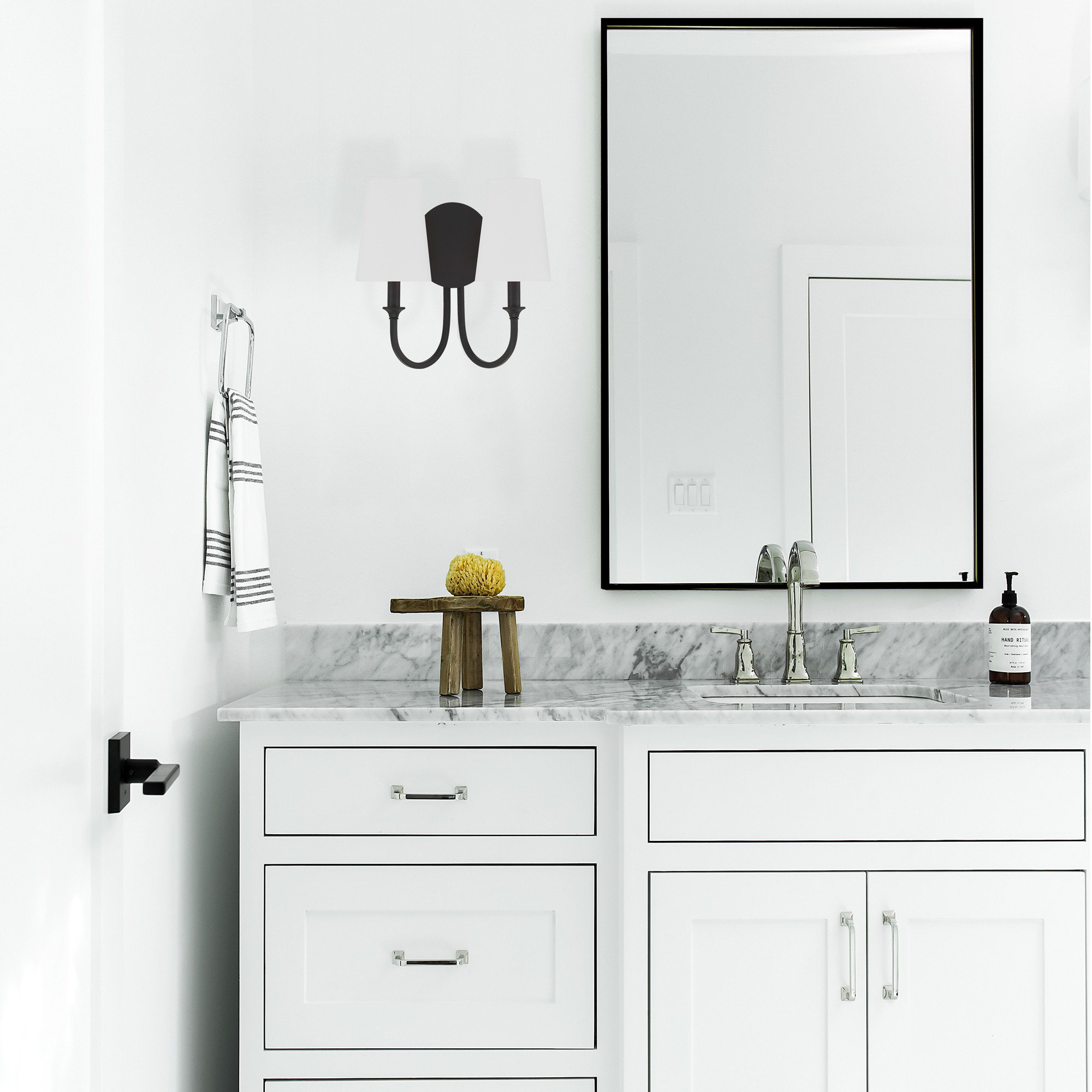 Ikenna 2 Light Dimmable Armed Sconce, Black Forged