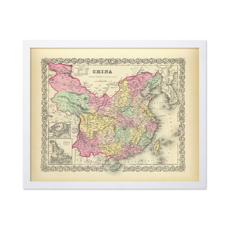 Carte de la Chine, Affiche, Encadrement blanc, H 11 po x l 14 po