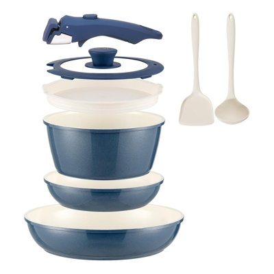 8-Piece Blue Ceramic Cookware Set