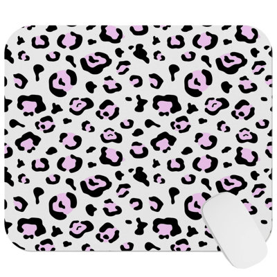 Animals Cheetah Print Pattern Light Purple Felines Cheetah Modern Gaming Cute Office Laptop Desk Pad Gift Mat Square Rectangle Non-Slip Mousepad