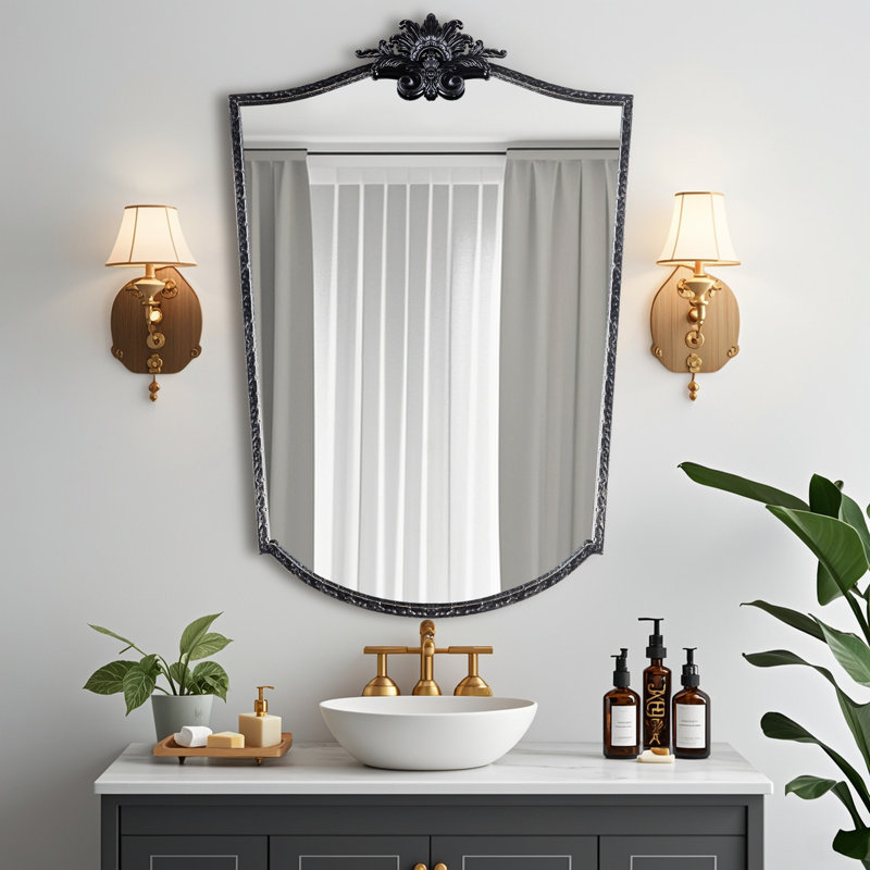 Miroir d'appoint mural 36 po x 24 po Lindon, Noir antique, 36 po x 24 po