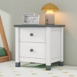 Stylish Wooden Nightstand With Two Drawers For Kids, Functional End Table