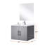 24 po L x P 22 po. Meuble-lavabo gris foncé, comptoir en quartz blanc, robinet inclus et miroir de 18 po