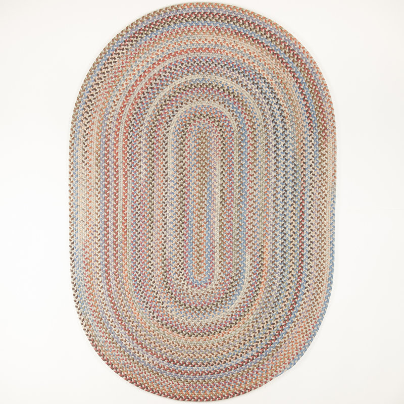 Tapis graphite en laine tressée à la main Ellenburg, Ovale 7 pi x 9 pi