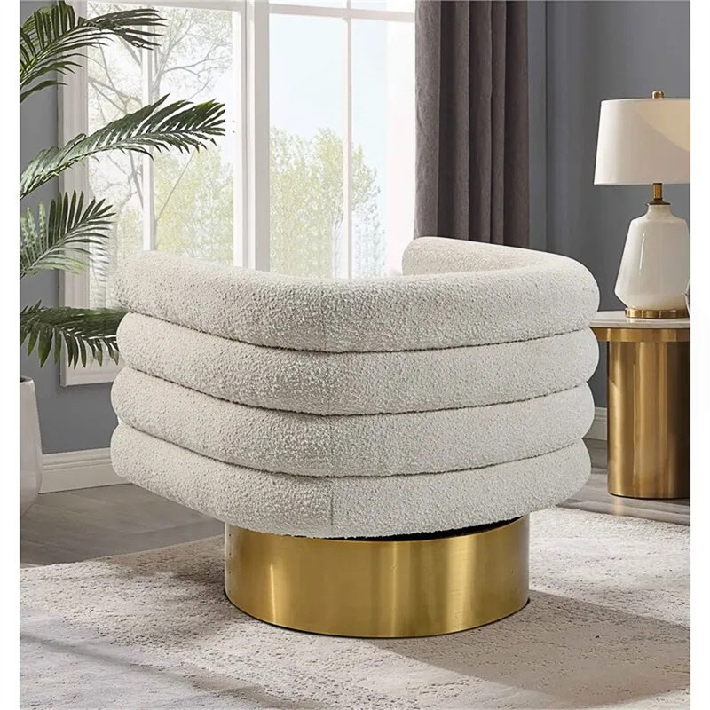 Fauteuil d'appoint pivotant en tissu Modern, Crème