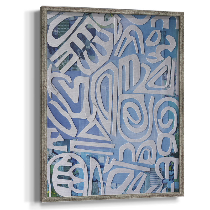 Santorini, reproduction encadrée - bois massif, H 11 po x l 9 po