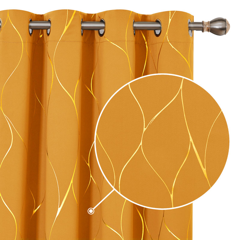 Boulus Room Darkening Curtain Pair, 42" W x 63" L, Orange Flame