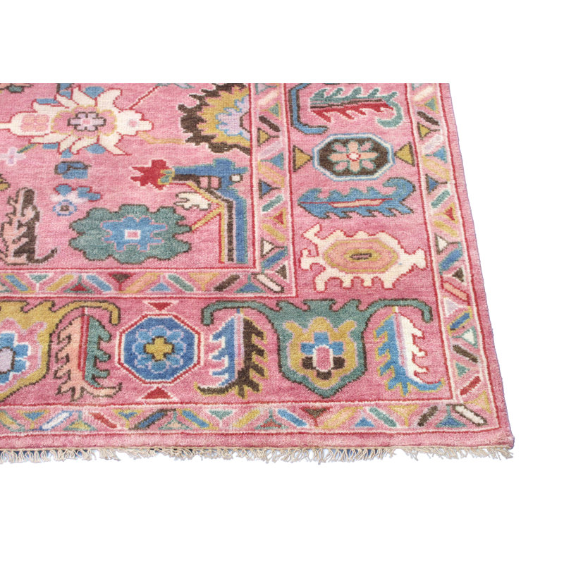 Hand-Knotted Pink Oushak Runner, Rectangle 5' x 8'