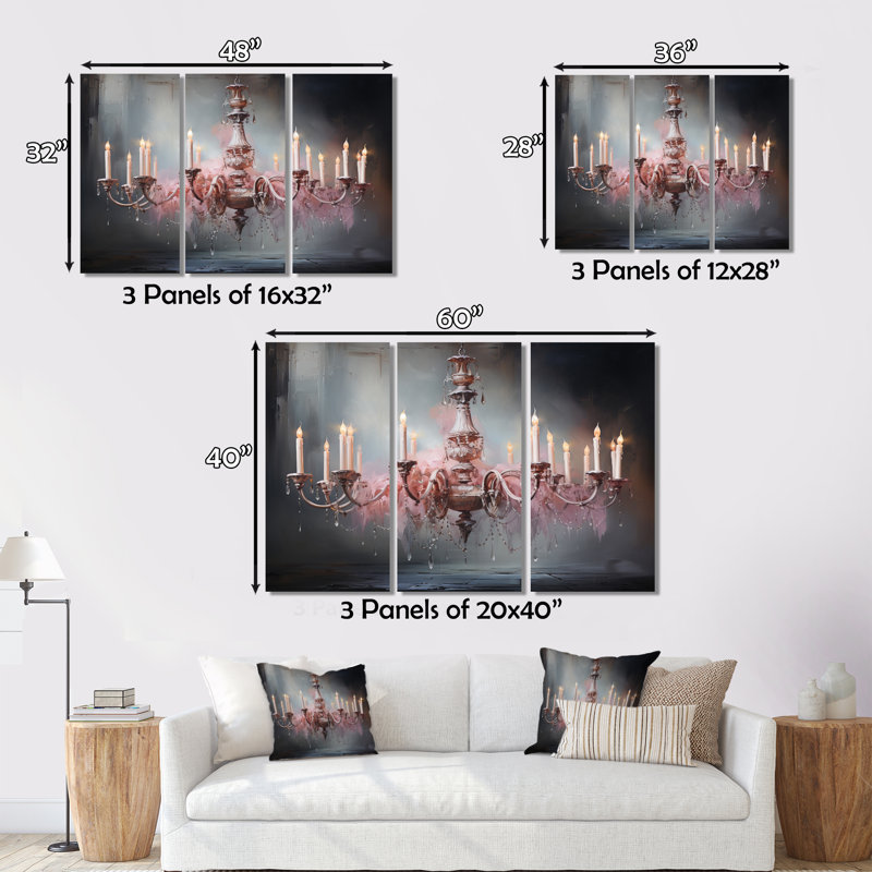 Lustre lustre minimaliste I sur toile, 3 pièces, H 40 po x l 60 po x P 1 po