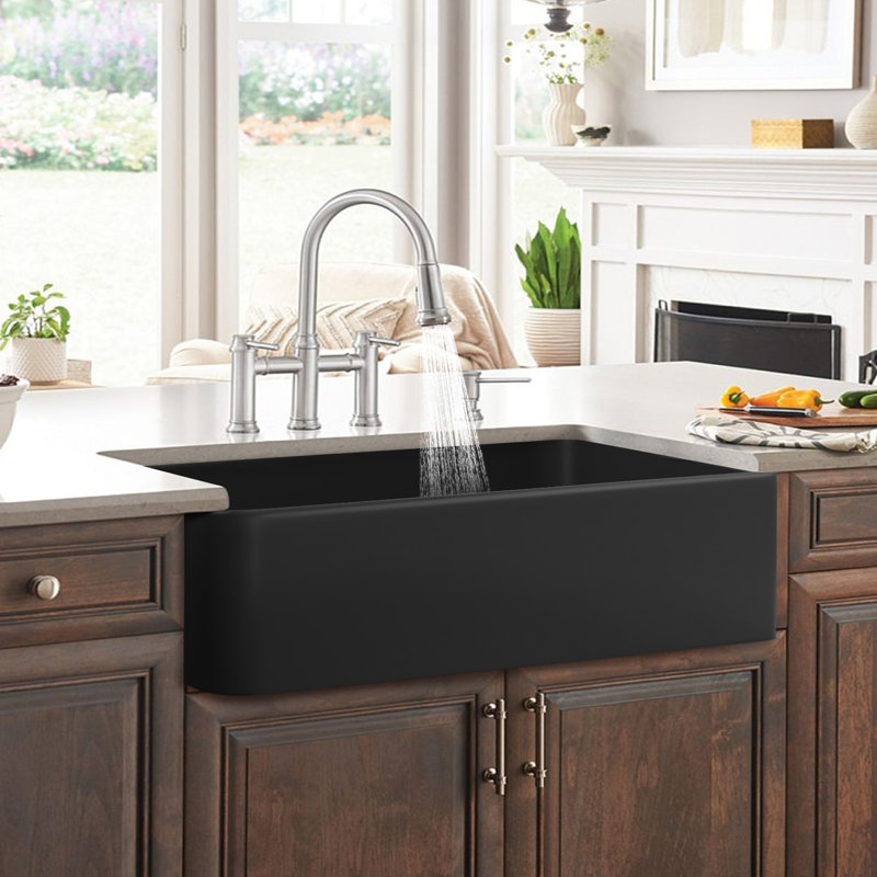 Farmhouse Single Basin Kitchen Sink, White, 10" H x 36" L x 18"
