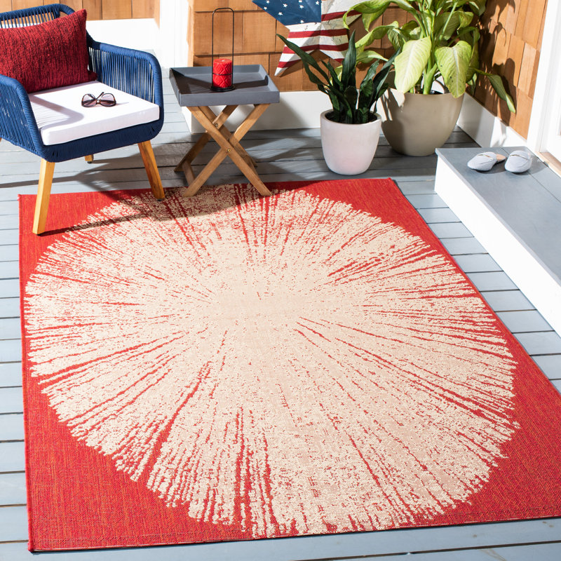 Chasitty Performance Abstract Indoor/Outdoor Area Rug, Rectangle 5'3" x 7'3"