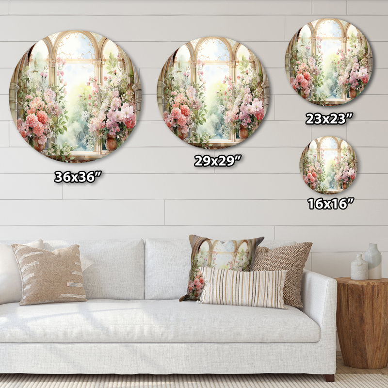 Hemkea - Art floral rond en métal, H 36 po x l 36 po