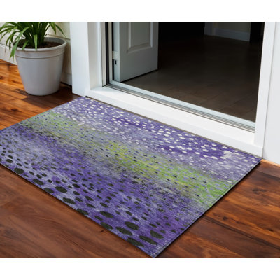 Tapis d'extérieur lavable abstrait 3 pi x 5 pi mauve