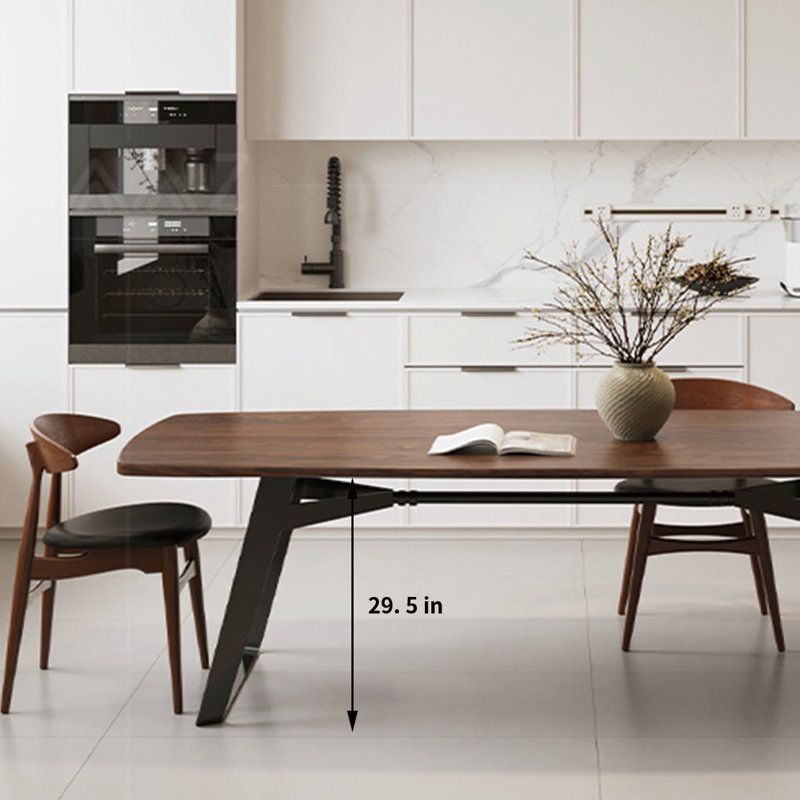 Black Walnut Solid Wood Dining Table Walnut Solid Wood Top Dining Table, 29.5"H x 62.9"L x 31.4"W