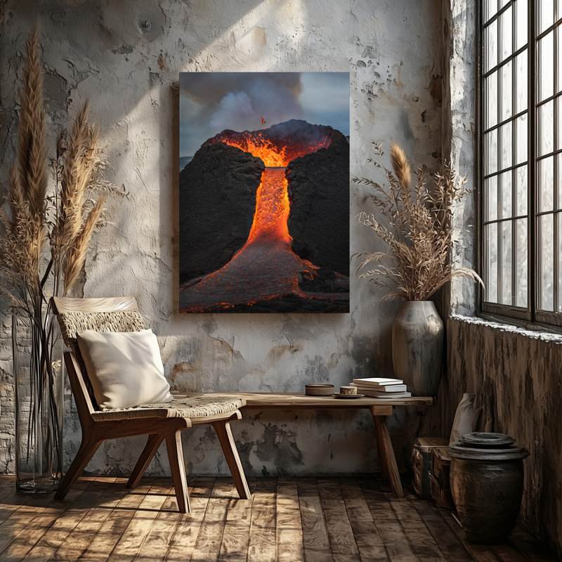 Toile, "Dramatic Volcanic Landscape", "Cascade de cascade d'eau fondue", H 40 po x l 30 po