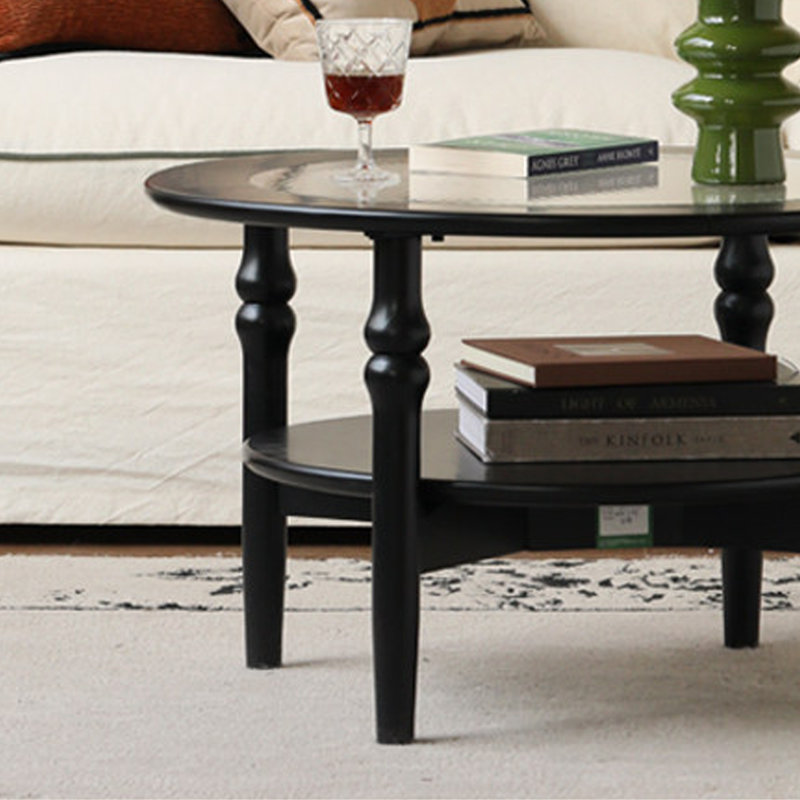Tempered Glass Coffee Table Classic Cylinder Legs