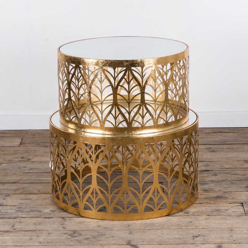Harva 2 Piece Nest of Tables, Gold