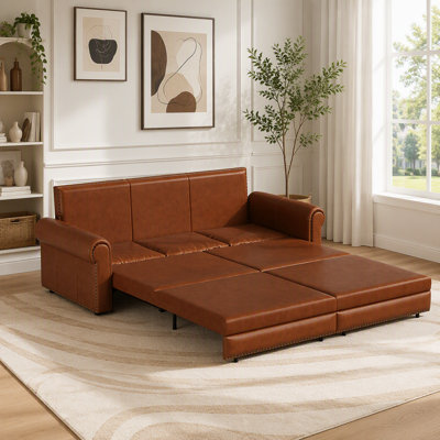 Chesterfield 3-in-1 Faux Leather Pull-Out Sofa Bed