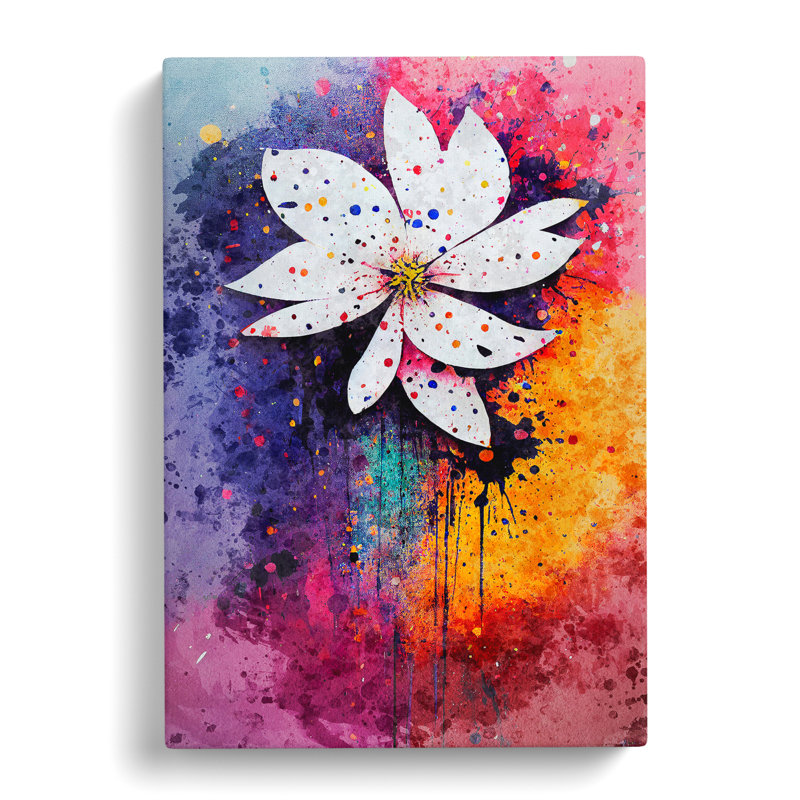 Paint Splat Flowers No.5 Abstract - Wrapped Canvas Print, 60cm H x 40cm W x 3cm D