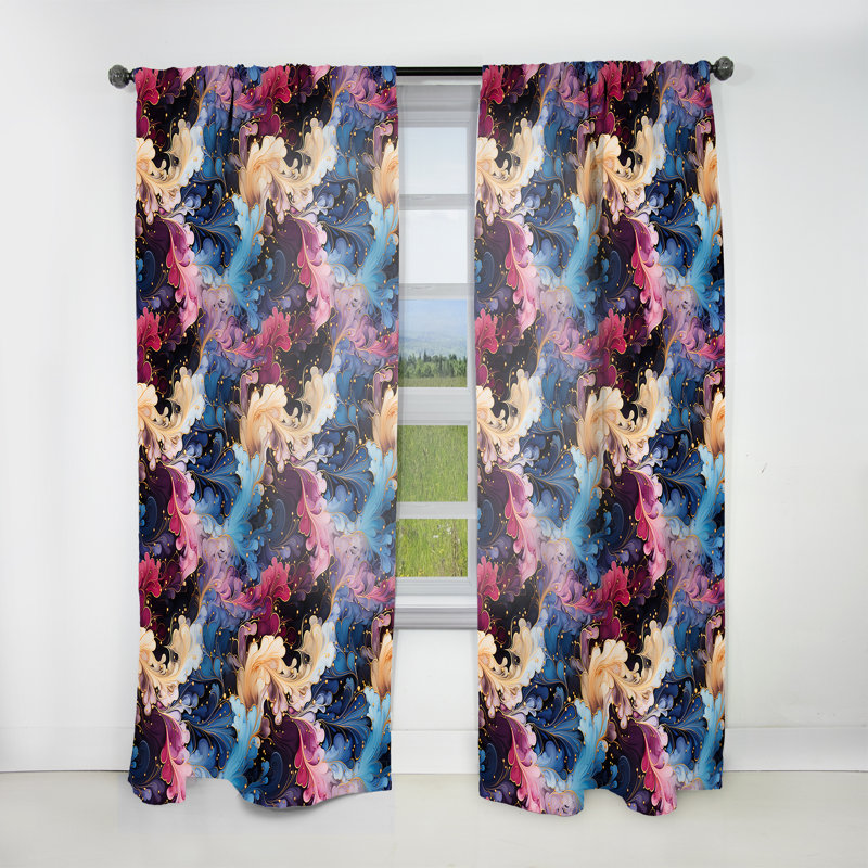 Blue Galactic Dreams Marble Dreams - Rideau en velours glamour - obscurcissant - 1 panneau, L 52 po x L 120 po