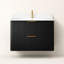 Ensemble meuble-lavabo suspendu noir de 76 cm avec lavabo intégré et miroir de courtoisie à DEL de 76 x 91 cm-553832310-553832309