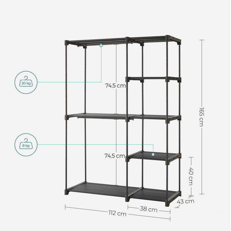 Pinero 112cm Clothing Rack, Black