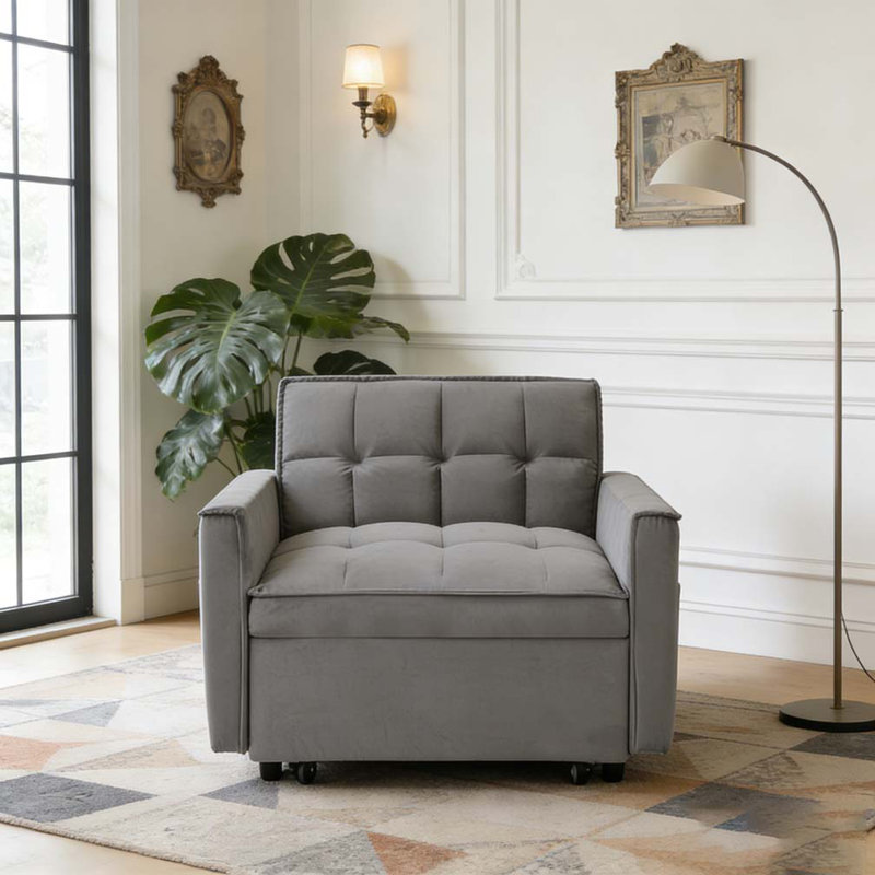 Sofa bed chair 3 in 1 convertible, DARK GREY